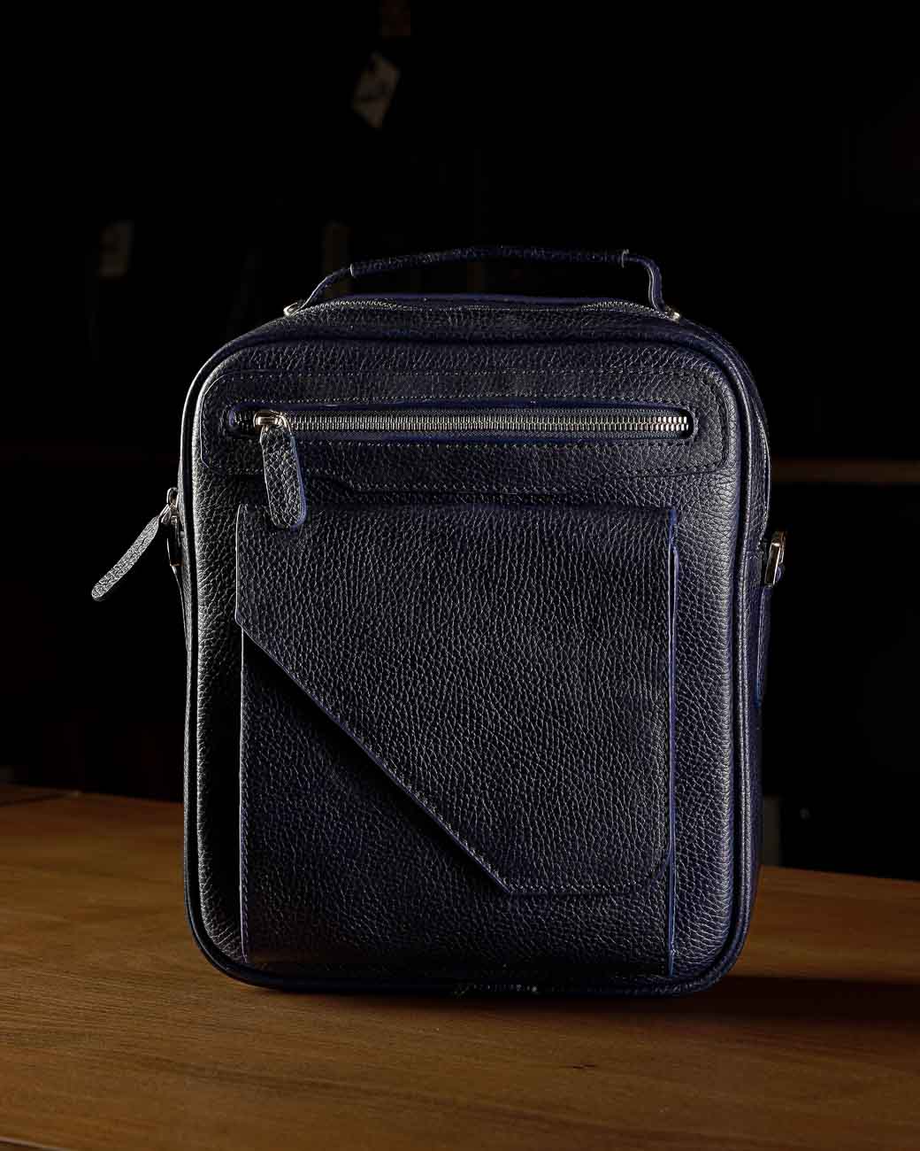 کیف چرم دوشی مارسی سورمه ای