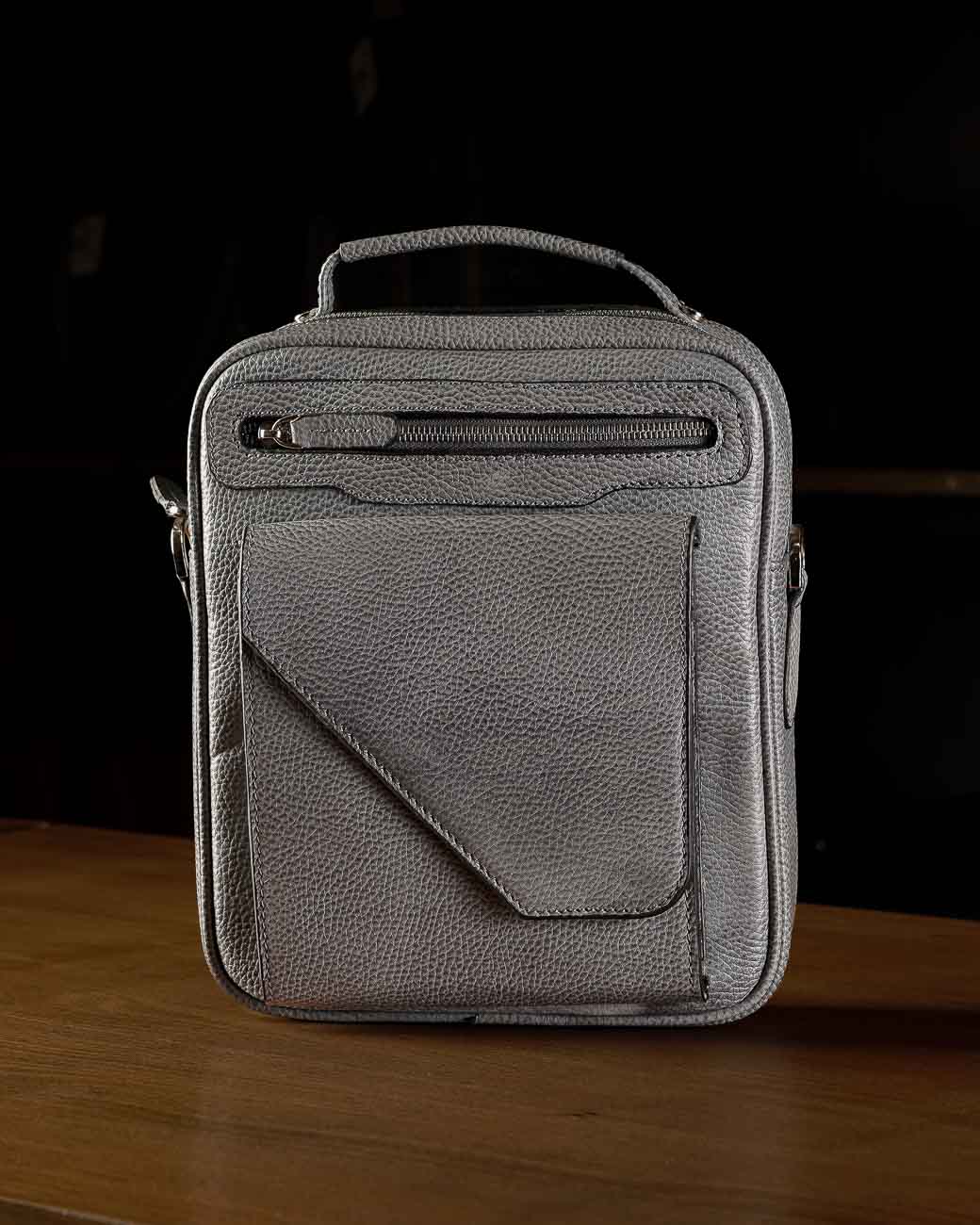 کیف چرم دوشی مارسی طوسی