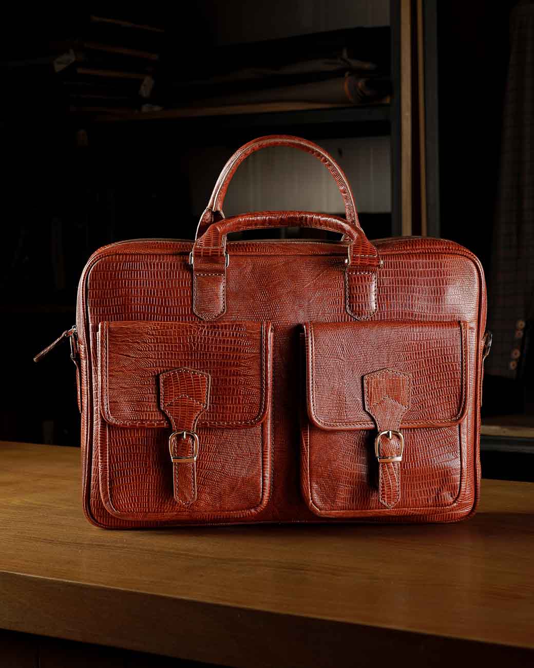 کیف چرم اداری دو جیب قهوه ای روشن