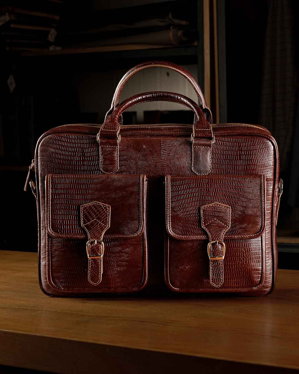 کیف چرم اداری دو جیب قهوه ای تیره