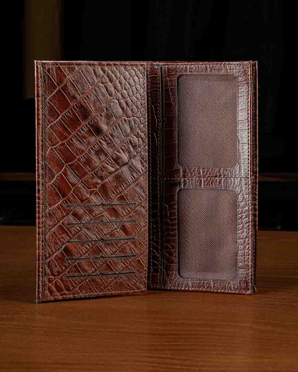 کیف پولی و جاکارتی قهوه ای تیره پوست ماری